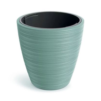 ROUND PLASTIC FLOWER POT VENA, DARK GREEN, 40X40 CM