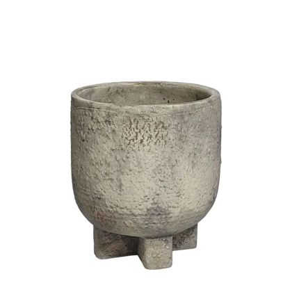 Round pot in rusty gray with legs - Φ14x16cm 12/box
