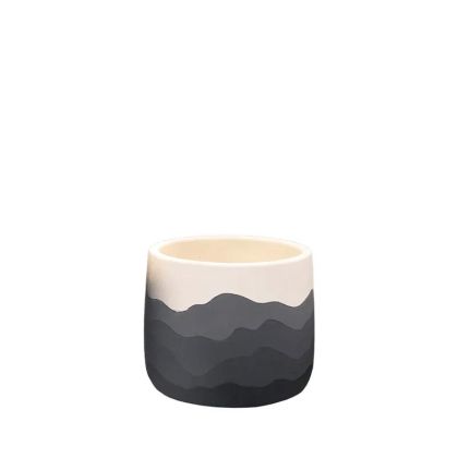 Round pot gray ombre with mountain pattern - Φ11.2x9.7cm 2/18cubic