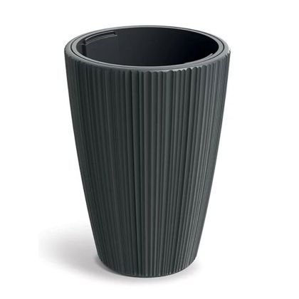 ROUND DARK GREY PLASTIC FLOWER POT ORO D30X40 CM