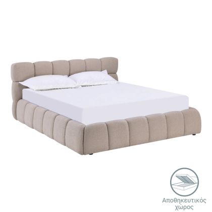 Jeby beige bed with fabric and storage space 160x200cm