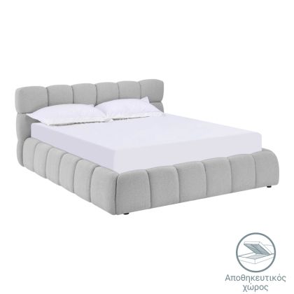Jeby bed gray with fabric and storage space 160x200 cm