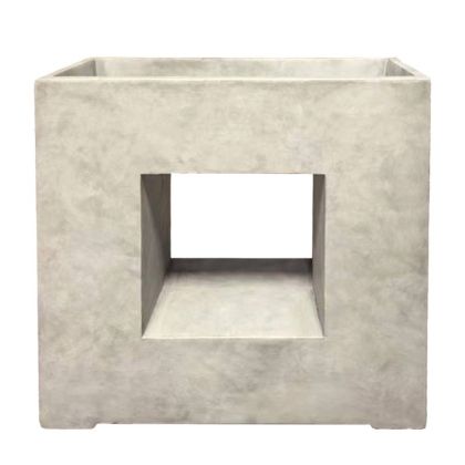 Lightweight cement box, beige, square with hole - 68.5x28x69.5 cm