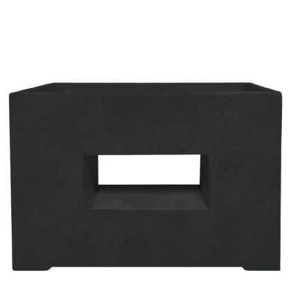Lightweight black cement box, rectangular with hole - 75x28x53.5 cm