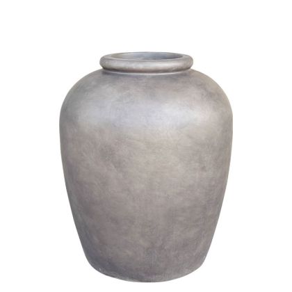 Small light cement pot, brown, old - Φ63x71cm