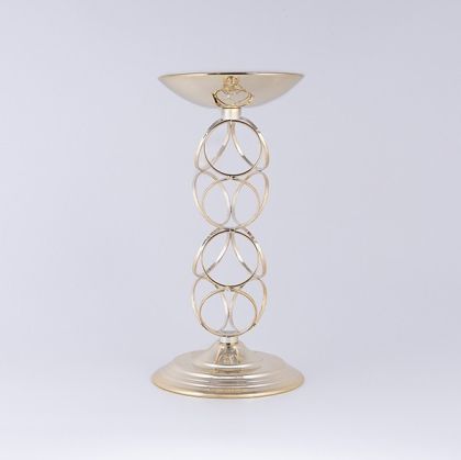 Metal candlestick, gold 14x25cm