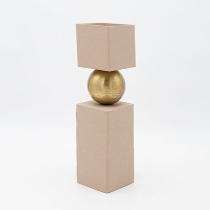 Metal vase beige-gold 8x8x32cm