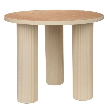 МЕТАЛНА ПОМОЩНА МАСА В КРЕМАВ ЦВЯТ С ДЪРВЕНА ПОВЪРХНОСТ 59X59X50 СМ