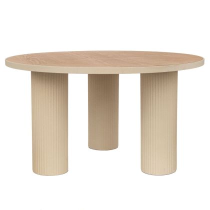 МЕТАЛНА ПОМОЩНА МАСА В КРЕМАВ ЦВЯТ С ДЪРВЕНА ПОВЪРХНОСТ 74Х74Х41СМ