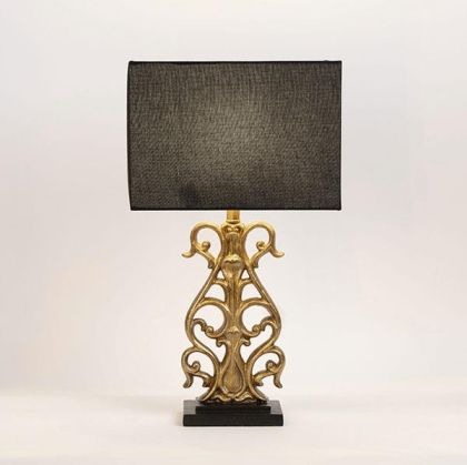 Polyresin table lamp black and gold 29.5x50cm