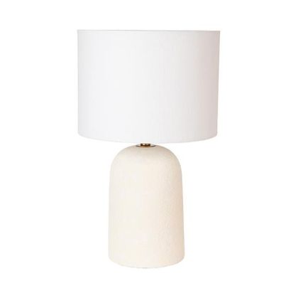 Table lamp with white fabric shade, ceramic, white, 28x46cm