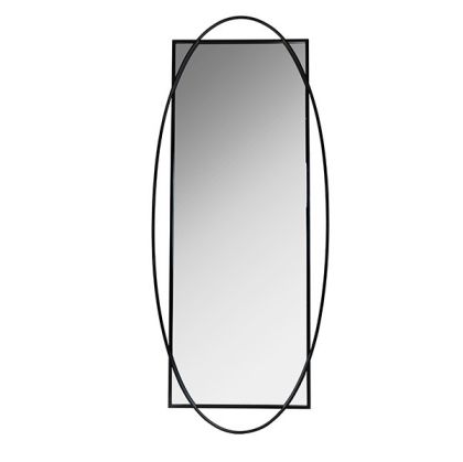 Floor mirror, metallic, black, 76x3x179 cm