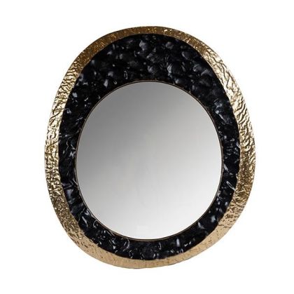 Oval mirror metallic gold - gray 68x4x78cm