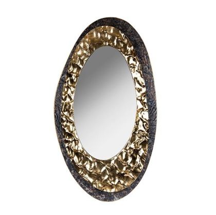 Oval mirror metallic gold - black 49.5x5.5x87.5cm
