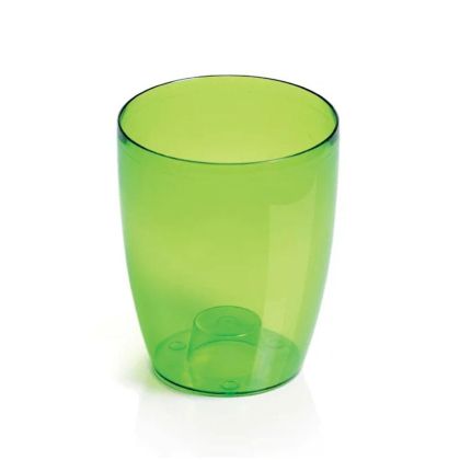 TRANSPARENT GREEN PLASTIC ORCHID POT COUBI, 13X16 CM