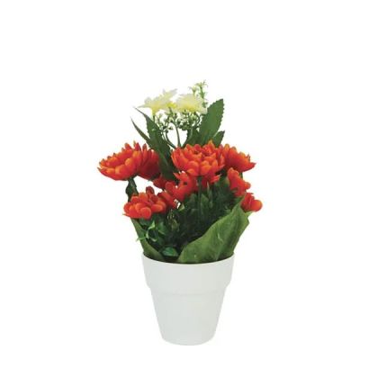 Flowerpot Fl-9 with white flower arrangement - h22cm