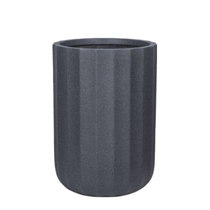 Fiberglass flowerpot, black granite, column, tall, large - Φ43.5x62cm