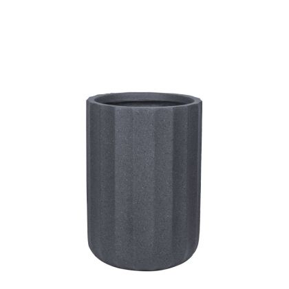 Fiberglass flowerpot, black granite, column, high, medium - Φ35x50.5cm