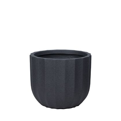 Fiberglass flowerpot, black granite, column, short, large - Φ44x36.5cm