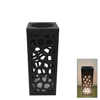 Fiberclay pot, black with Led lighting, square/rectangular - 30x30x80cm 1/box