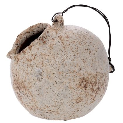 GREY CERAMIC VASE AND WIRE HANDLE 24X24X26 CM