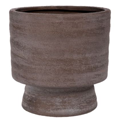 GREY ROUND CERAMIC FLOWER POT 14X14X14 CM