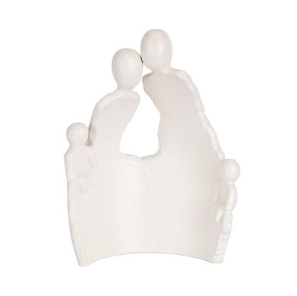 Ceramic family sculpture white 14.2x8x19.5cm