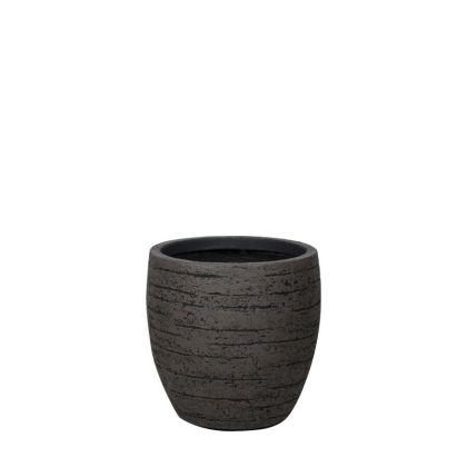 Medium fiberclay bowl with flower and brown cracking - Φ33x33cm