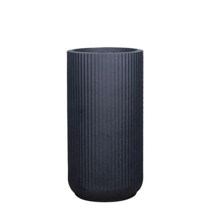 Medium thick black granite flower pot with column - Φ33x63xm