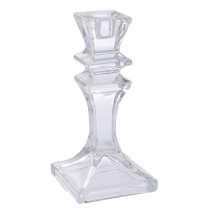 GLASS CANDLEHOLDER 7.7X7.7X15.5CM.