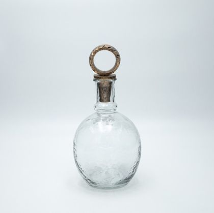 Glass bottle transparent metal cup 26x12 cm