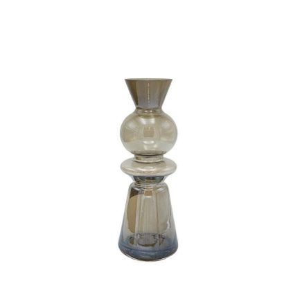 Glass vase, glossy gray, 11x11x32cm