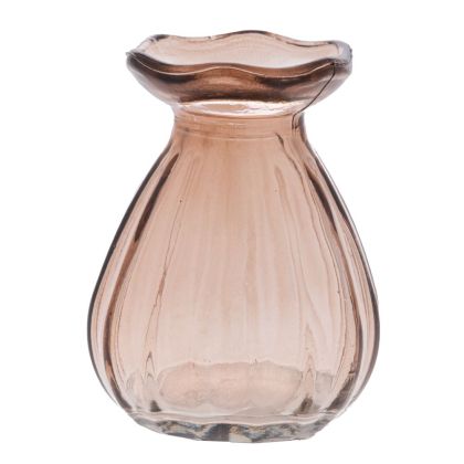 LIGHT BROWN GLASS VASE 6.7X8.7CM.