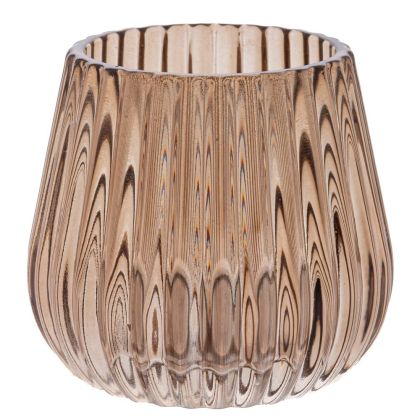 LIGHT BROWN GLASS SMALL VASE 8.1X7.4CM.