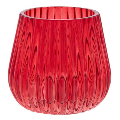 GLASS RED SMALL VASE 8.1X7.4CM.