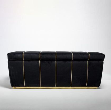 Velvet stool, black, 126x45x47cm