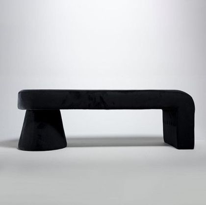 Velvet stool, black, 138x40x45cm
