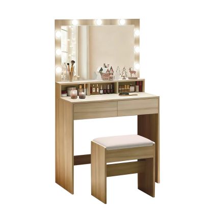 Lucy dressing table with stool, Sonoma lampshade, Led mirror and USB port