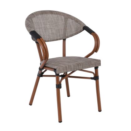 Dining chair Costa aluminum, walnut color, textile beige
