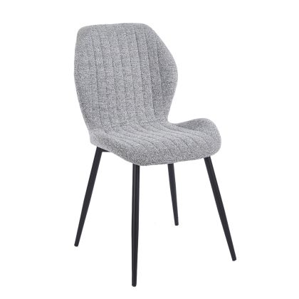Tango dining chair, black painted metal, gray fabric