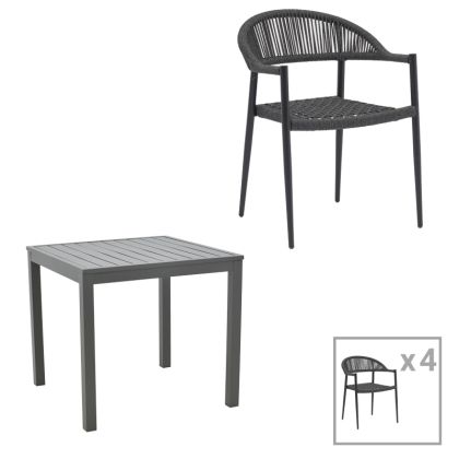 ТРАПЕЗНА МАСА KLITON-FREIBURG КОМПЛЕКТ ОТ 5 АЛУМИНИЯ В АНТРАЦИТЕН ЦВЯТ 80X80X74СМ