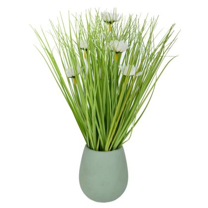 GRASS IN WHITE CERAMIC POT 10X9X31 CM