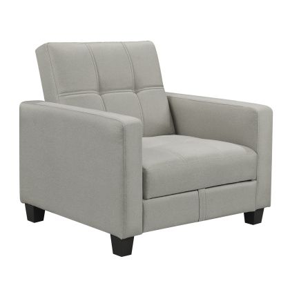Armchair - Kelso bed with storage, light gray fabric