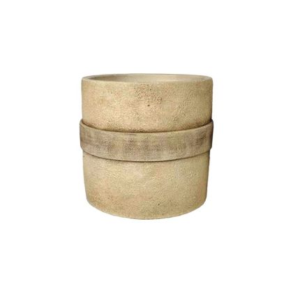 Cement beige colored old barrel - Φ17x17 cm 8/8 cup