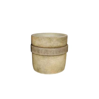 Cement colored beige old barrel - Φ14x14cm 12/12box