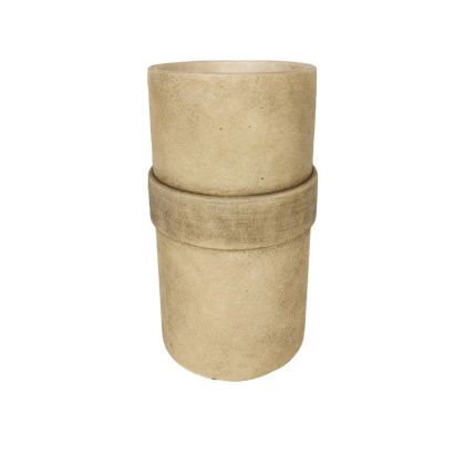 Cement flower barrel, beige - Φ13x25cm 6/6 boxes