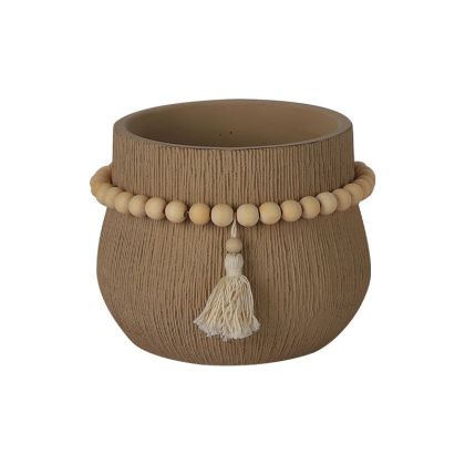 Cement pot brown round beads combos Φ20.5x16cm - 1/6box