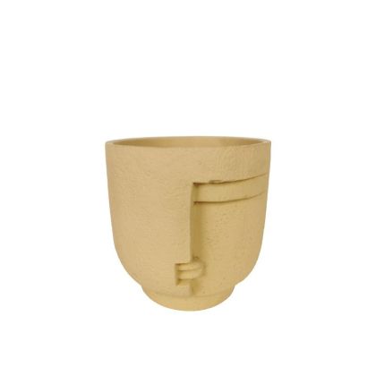 Cement flower pot, beige, with face - Φ16.5x16cm 8/8 boxes