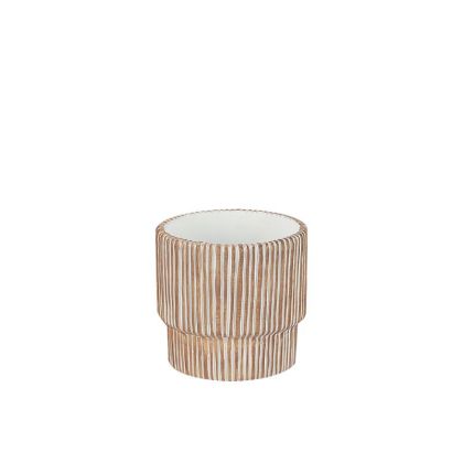 Cement pot, beige-white, round Φ14.5x13cm - 1/12 box