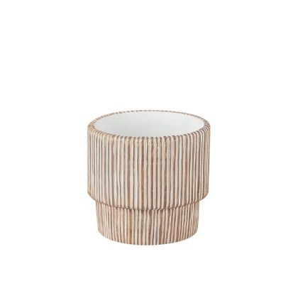 Cement pot, beige-white, round Φ17.5x16cm - 1/6kib